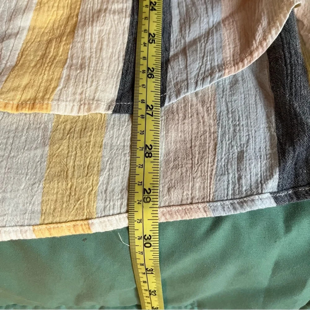 Time and Tru Women’s Casual Striped Shirt - Yellow Blue and Gray - Picture 8 of 11